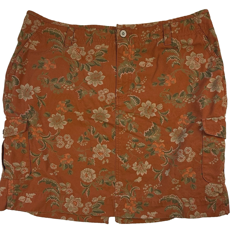 Eddie Bauer skirt 18 denim rust floral mini Cottagecore Preppy